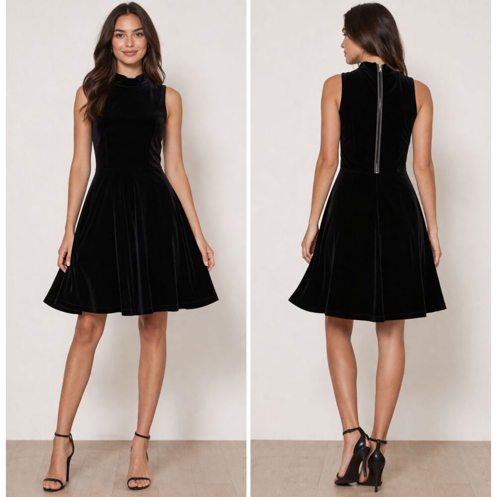 Vans Velvet Exposed Back Zipper Dress Black S